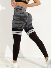 High Waisted Striped Butt Lifting Leggings For Women
