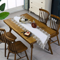 Linen Embroidery Lace Table Runner for Holidays