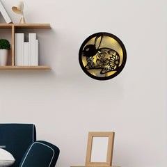 Children's Room Wall Clock LED Creative Lamp Retro Wooden Sign Hanging Lamp