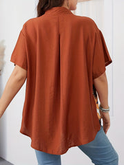 Colorblock Floral Print Button Up Blouse