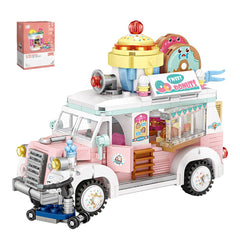 Amusement Park Fruit Car Dessert Car Pizza Car Coffee Car Mini Building Blocks