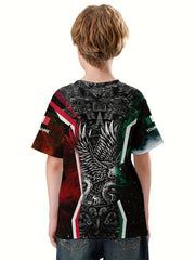 Mexico Flag 3D Print Boys T-Shirt Casual Lightweight Top Summer Kids Clothes