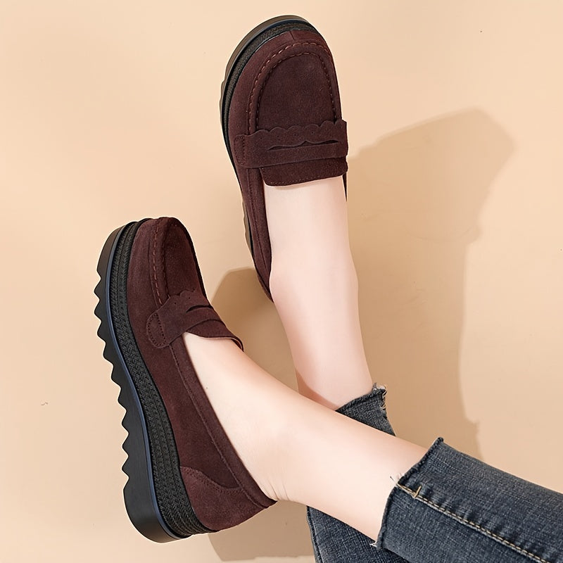 Women's Platform Loafers Slip On Shoes Casual Comfort Anti slip Shoes