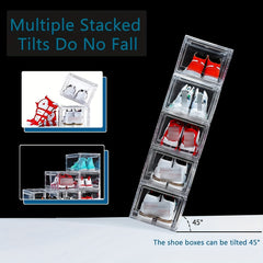 2pcs Transparent Shoe Boxes With Door Stackable Shoe Rack Plastic Organizer
