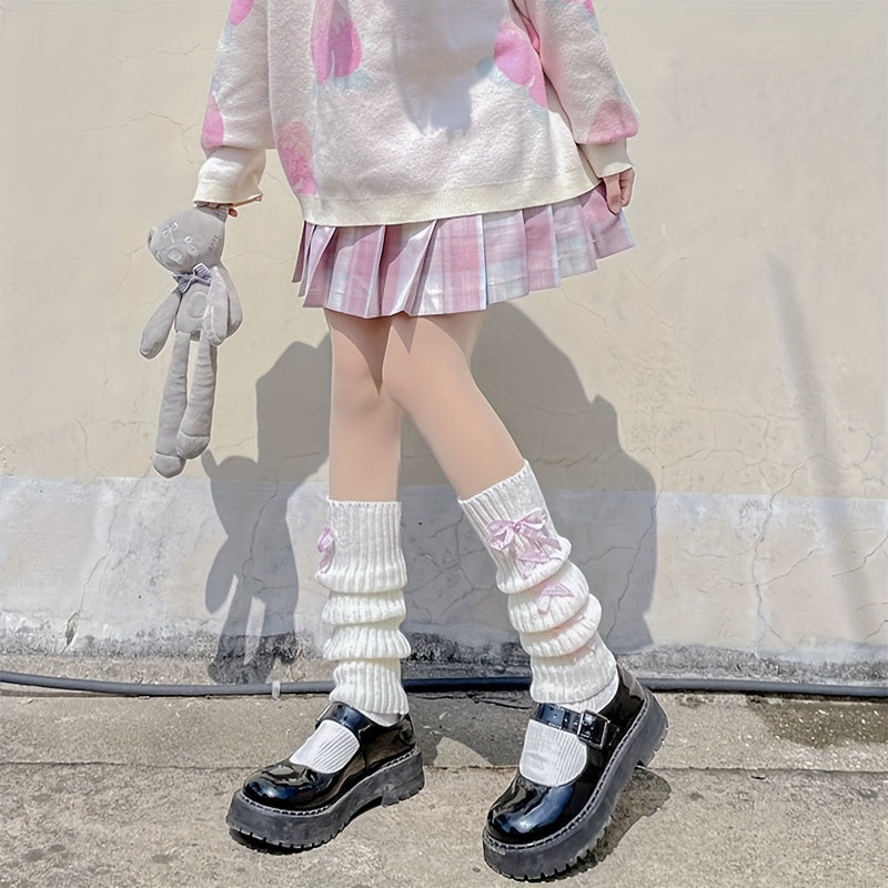 Strappy Rib Knit Leg Warmers Knee High Socks