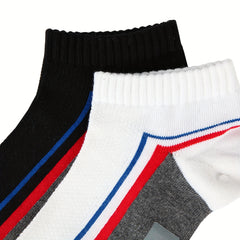 4 Pairs Men's Mid Crew Sport Socks Mesh Sweat Absorbing Cotton Blend