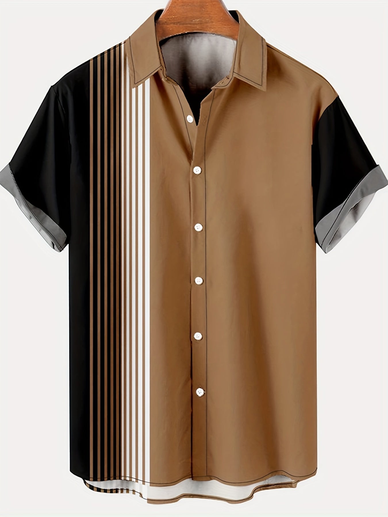 Stripe Pattern Print Men's Casual Short Sleeve Shirt