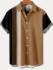 Stripe Pattern Print Men's Casual Short Sleeve Shirt