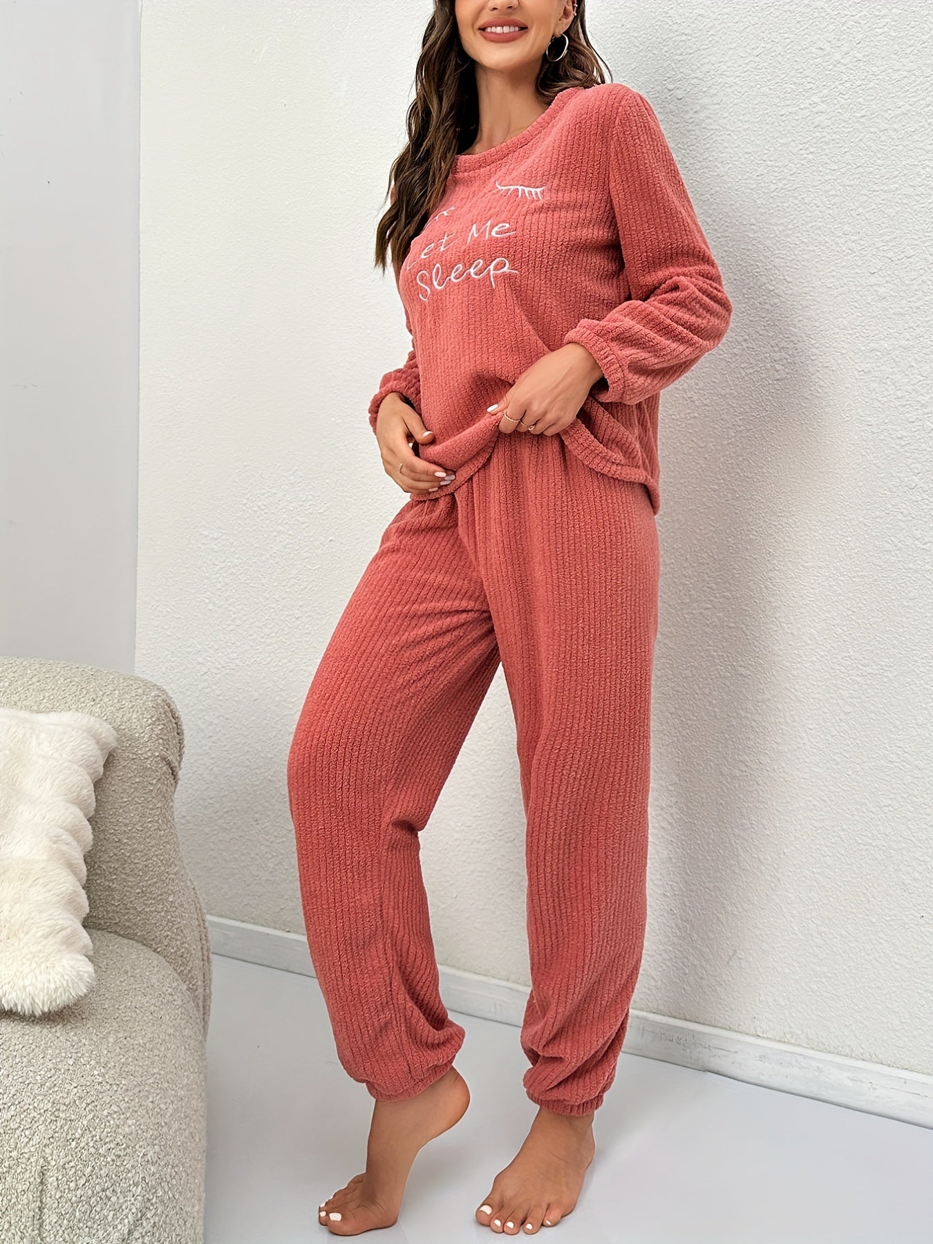 Letter Embroidery Pajama Set Women's Sleepwear