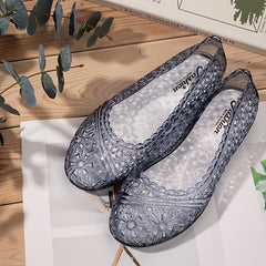 Women's Jelly Flat Sandals Hollow Out Slip On Soft Sole Shoes