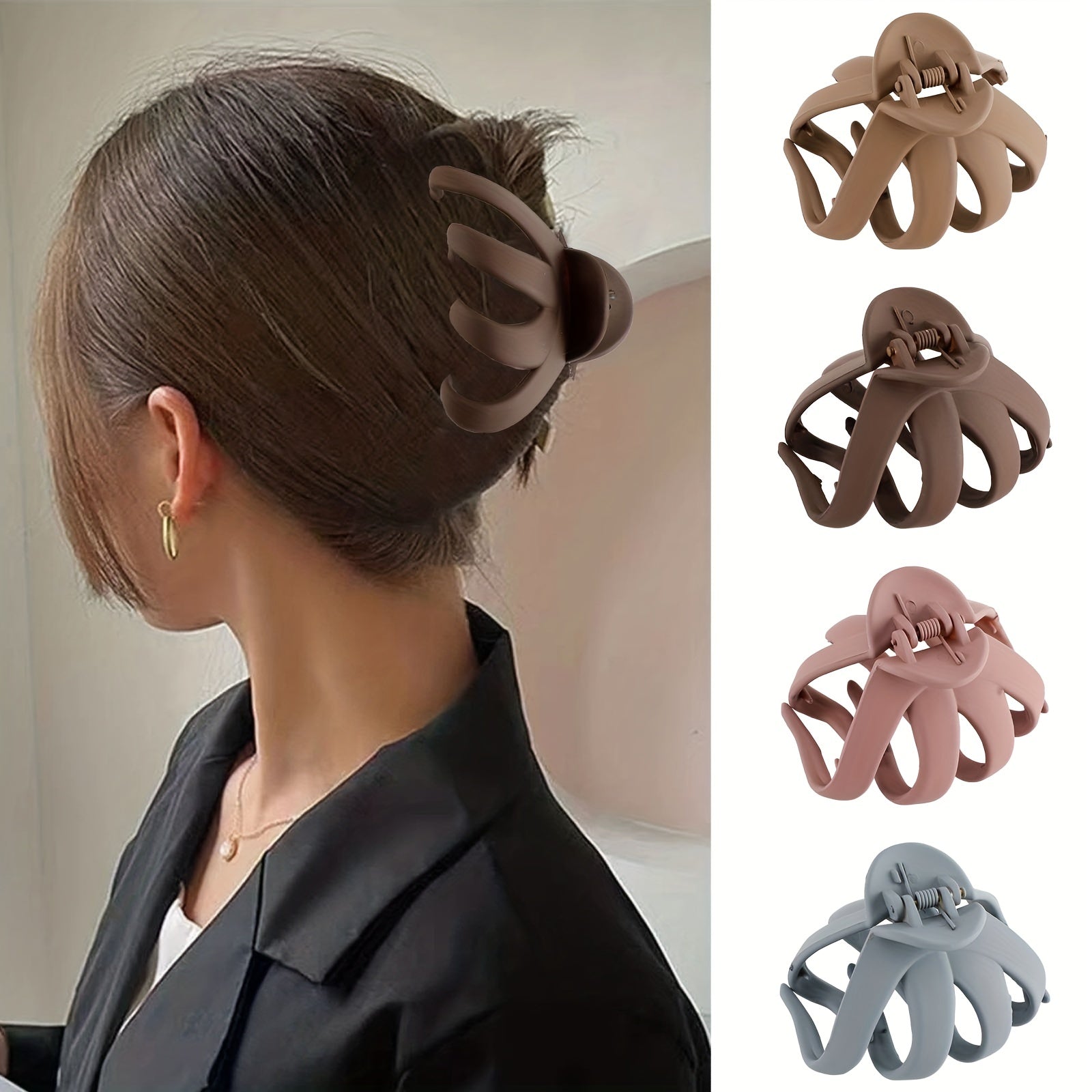 6pcs Octopus Hair Clips Matte Hair Claws Strong Hold Grip Hair Jaw C