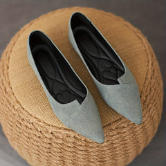 Women's Denim Slip On Pointed Toe Shoes Comfortable Walking Shoes