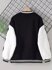 Girls' Letter Graphic Varsity Jackets Long Sleeve Baseball Uniform