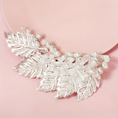 Faux Pearl Metal Leaf Hair Clip Side Clip Prom Party Hair Accessories