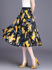 Graphic Print Pleated Skirt for Women