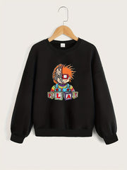 Comic Character Pattern Sweatshirt For Girls Long Sleeve Top Pullovers