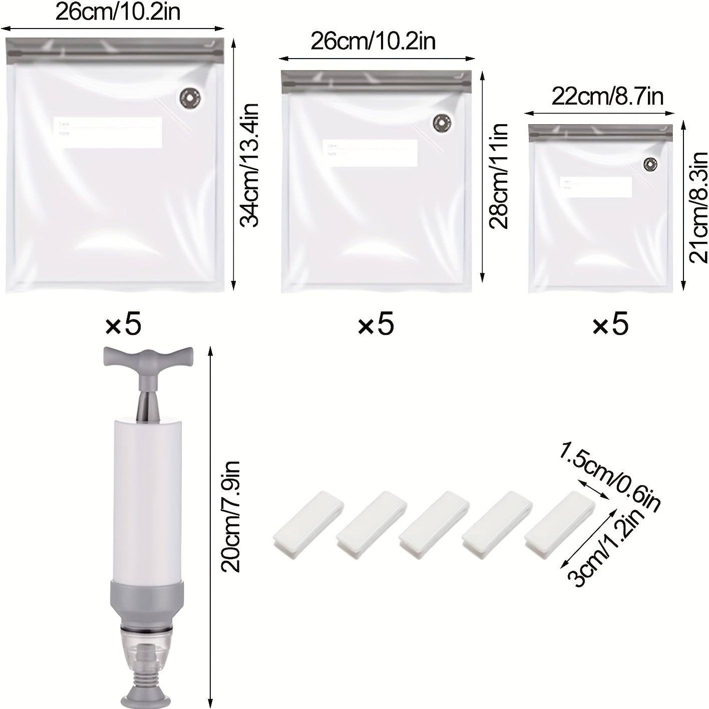 1 Pump And 15pcs Bags Vacuum Food Bags Sous Vide Cooking