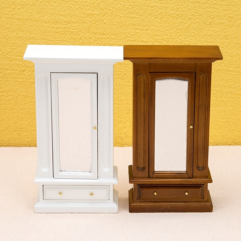 1:12 Dollhouse Wardrobe Mirror Locker Storage Cabinet Furniture Decor