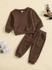 Toddler Baby Sweatsuit 2pcs Outfit Long Sleeve Pullover Top & Pants Set