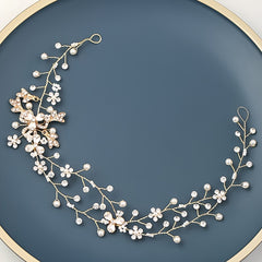 Silver Flower Bridal Hair Vine Rhinestone Wedding Headpiece