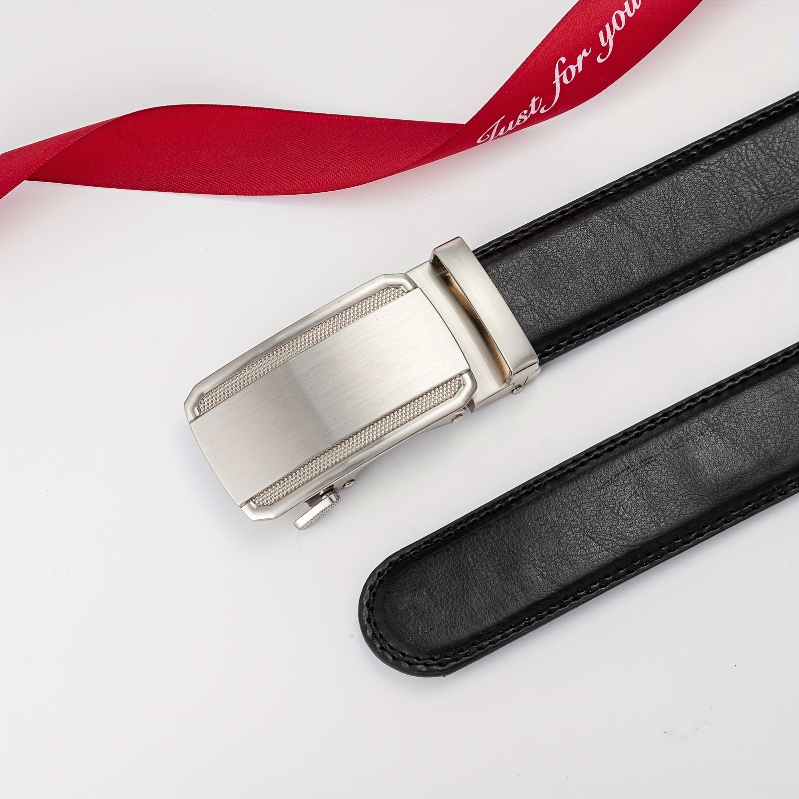 Men's PU Leather Belt Automatic Buckle Business Waist Strap
