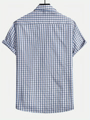 Plaid Print Men's Casual Short Sleeve Shirt Summer Tops Gift