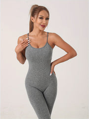 Sporty Round Neck Cami Jumpsuit Sleeveless
