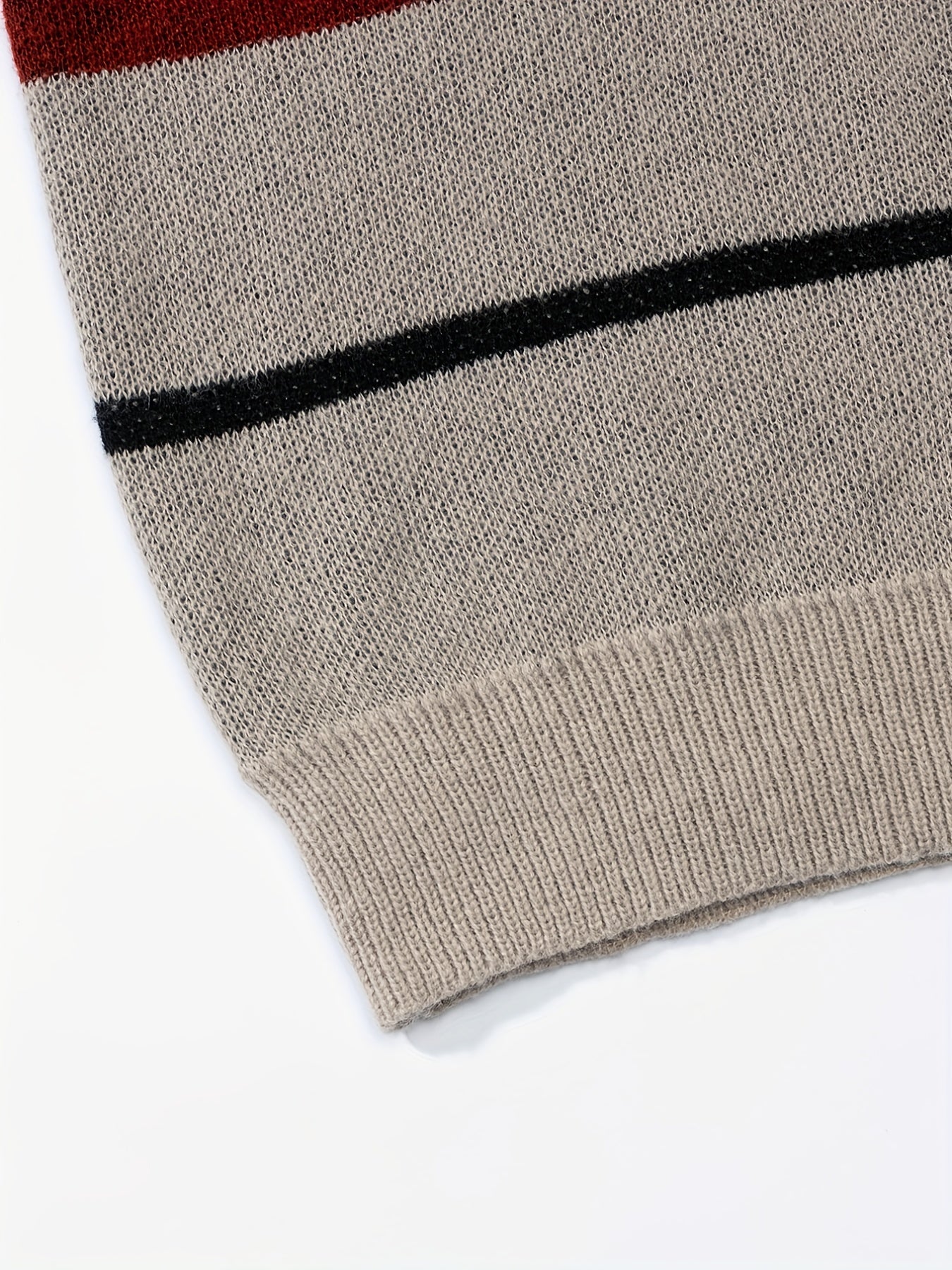 Knitted Block Sweater Men's Casual Warm Crew Neck Pullover For Men
