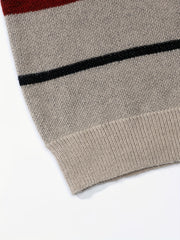 Knitted Block Sweater Men's Casual Warm Crew Neck Pullover For Men