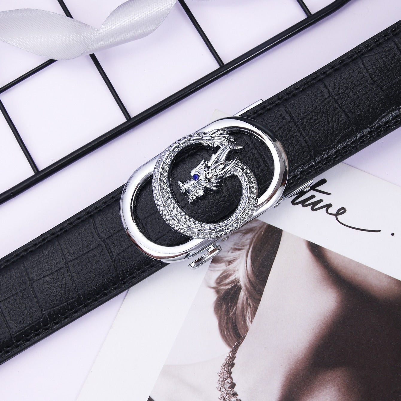 Men's Silver Buckle PU Leather Belt