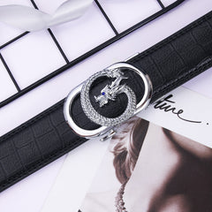 Men's Silver Buckle PU Leather Belt