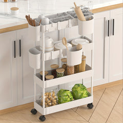 4 Layer Kitchen Storage Rack Large Capacity Portable Seasoning Vegetable Storage