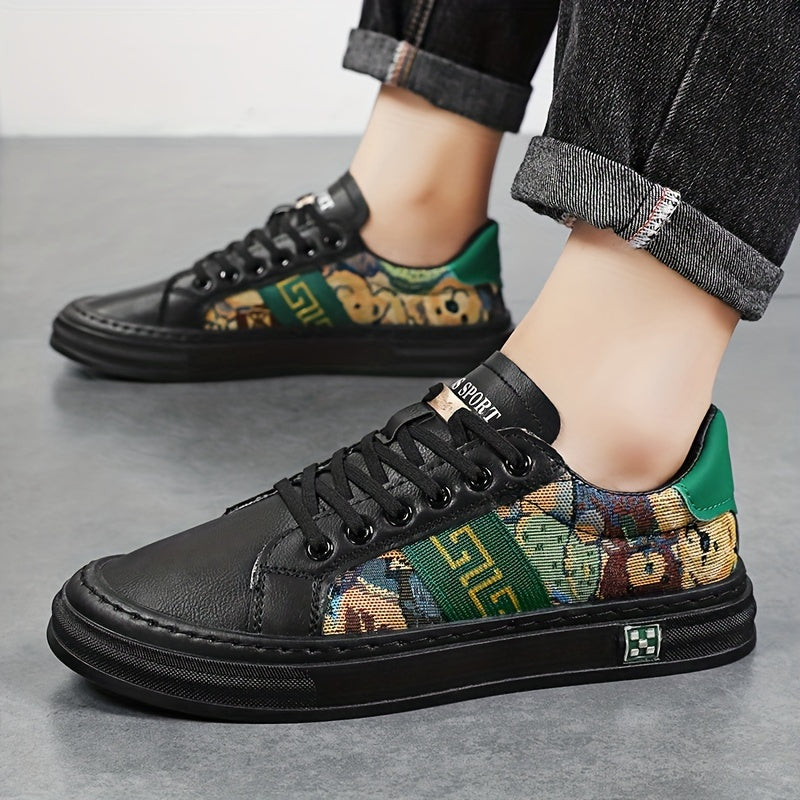 Men's Embroidered Lace-up Skate Shoes Breathable
