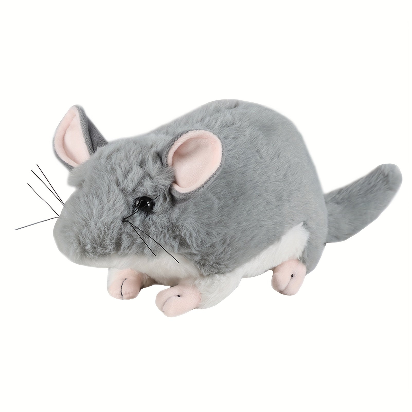 Realistic Chinchilla Plush Toy Grey Stuffed Animal with Big Tail