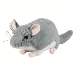 Realistic Chinchilla Plush Toy Grey Stuffed Animal with Big Tail