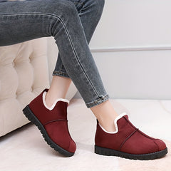 Women's Plush Lined Snow Boots Wear Resistance Non Slip Round Toe Flat Shoes