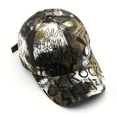Graffiti Retro Cotton Letter Duck Tongue Cap Outdoor Sun Hat
