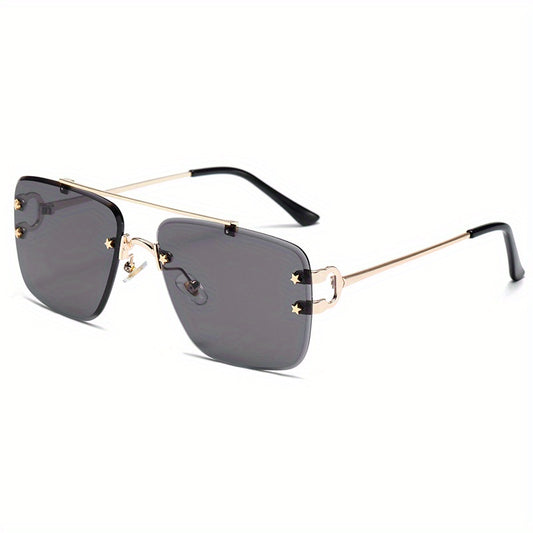 Rimless Sunglasses Star Decor Metal Glasses UV400