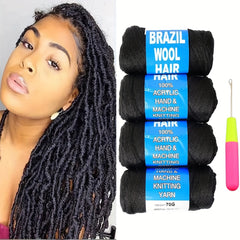 Synthetic Brazilian Wool Hair Extension For Women African Faux Locs Wraps