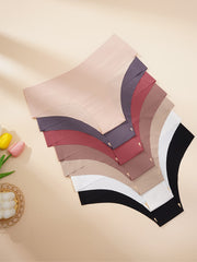 7pcs Solid Panties Comfy Seamless Stretchy Intimates Women's Lingerie