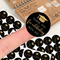 120 Graduation Thank You Stickers - Golden Round Adhesive Labels