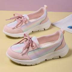 Women's Mesh Lace Up Slip on Walking Shoes Casual Flats