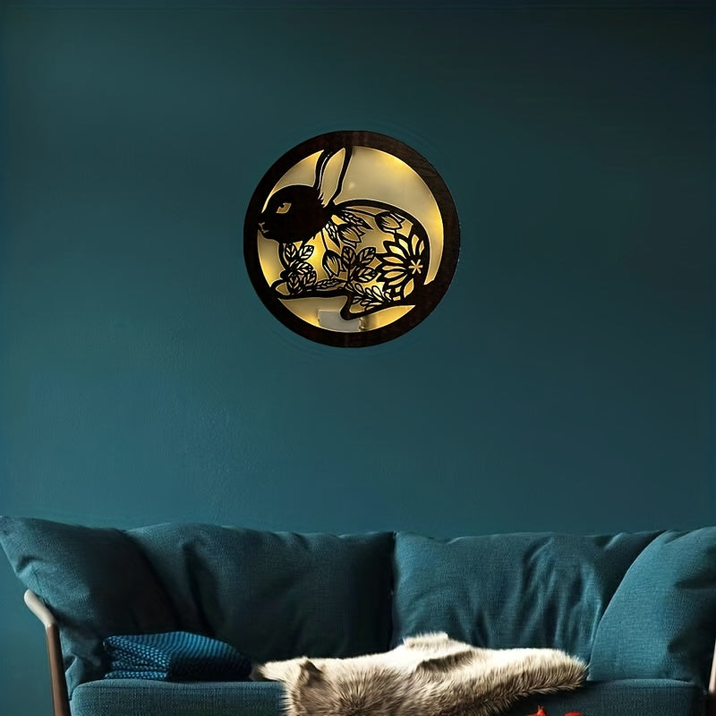 Children's Room Wall Clock LED Creative Lamp Retro Wooden Sign Hanging Lamp