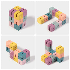 Wooden 3D Building Blocks Cube String, Versatile Toys for Halloween Christmas