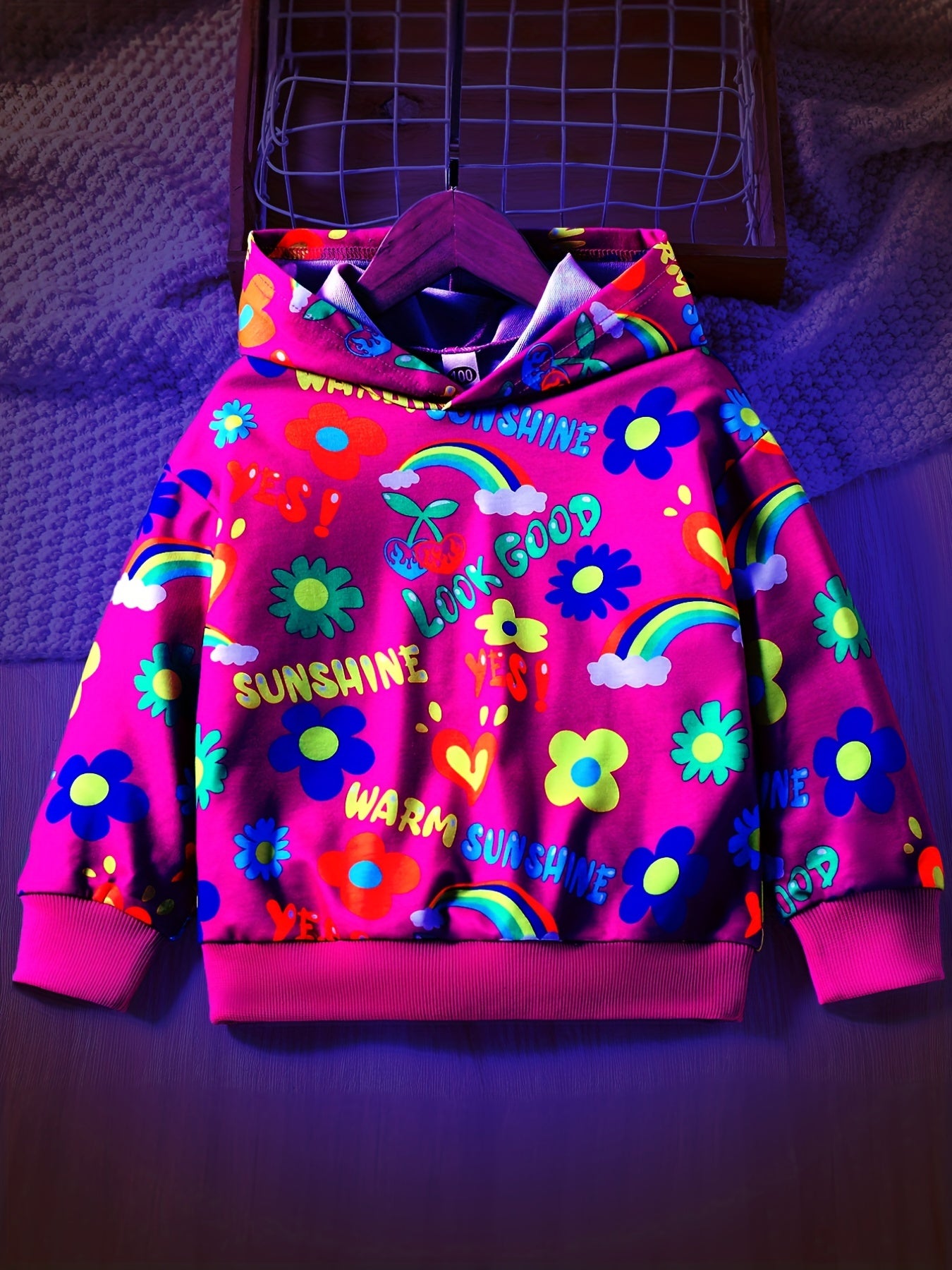 Girls Colorful Sunshine & Flowers Hoodie Sweatshirt