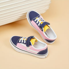 Kids Canvas Skate Shoes Hook Loop Fastener Anti Skid