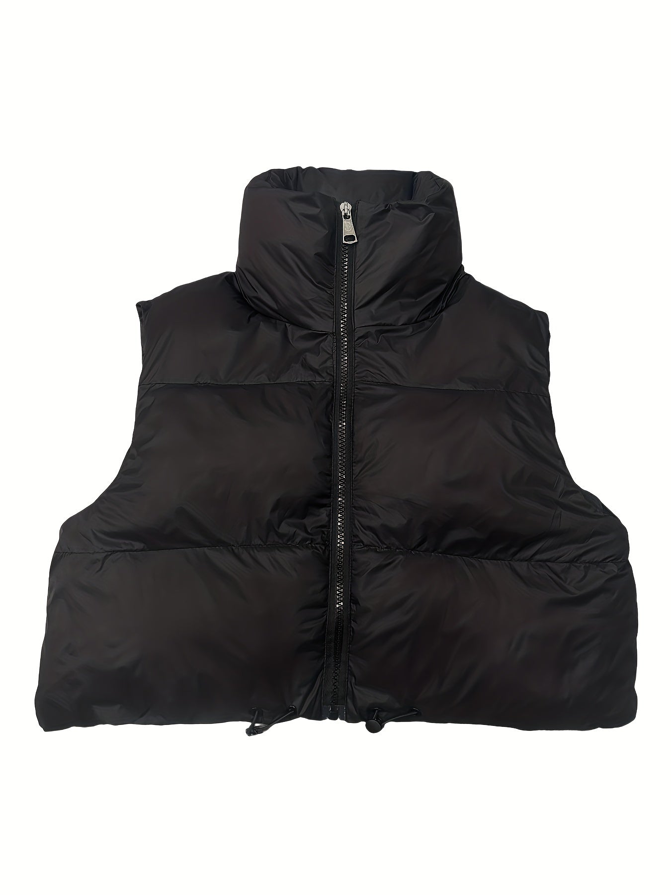 Solid Zip Up Vest Casual Winter Warm Sleeveless Outerwear