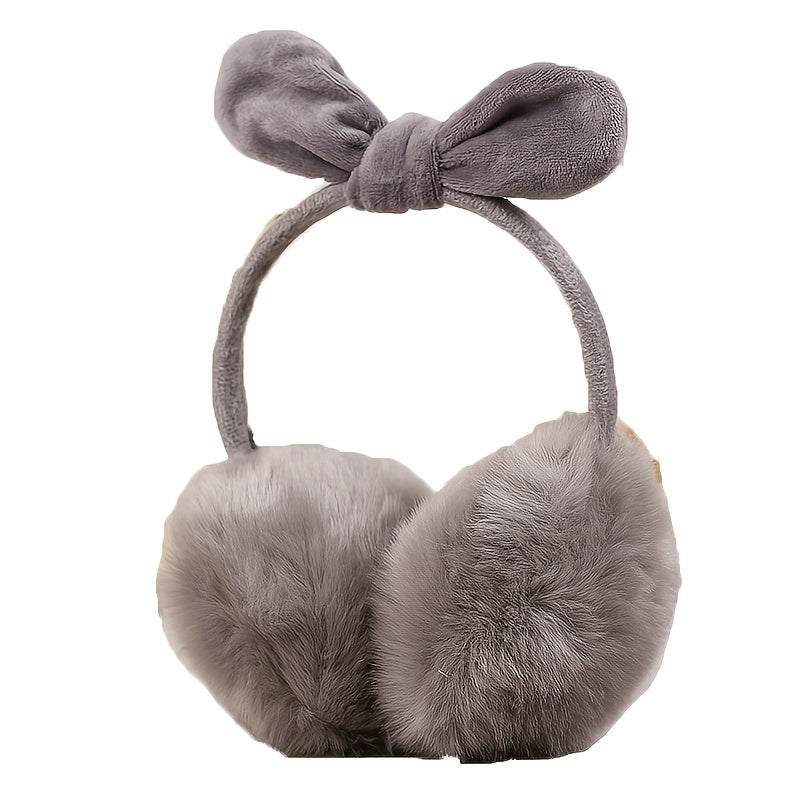 Vintage Bow Plush Earmuffs Soft Warm Winter Ear Muffs for Women