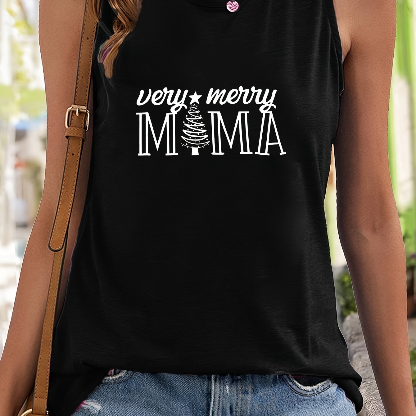 Christmas Tree & Letter Pattern Stretchy Sports Vest