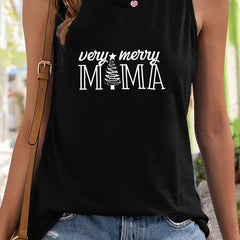 Christmas Tree & Letter Pattern Stretchy Sports Vest